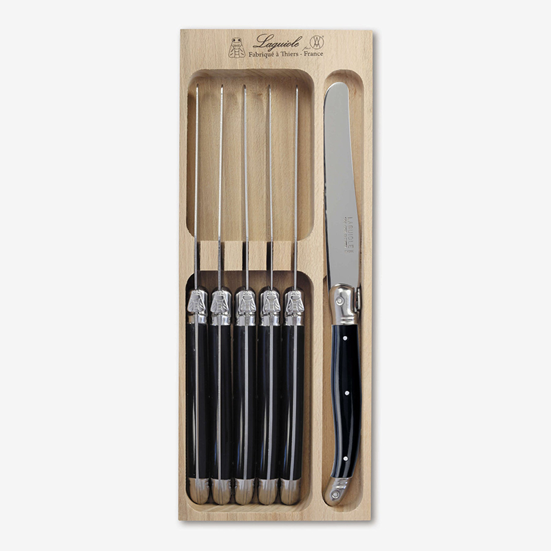 Set of 6 Knives in Tray, Black-0