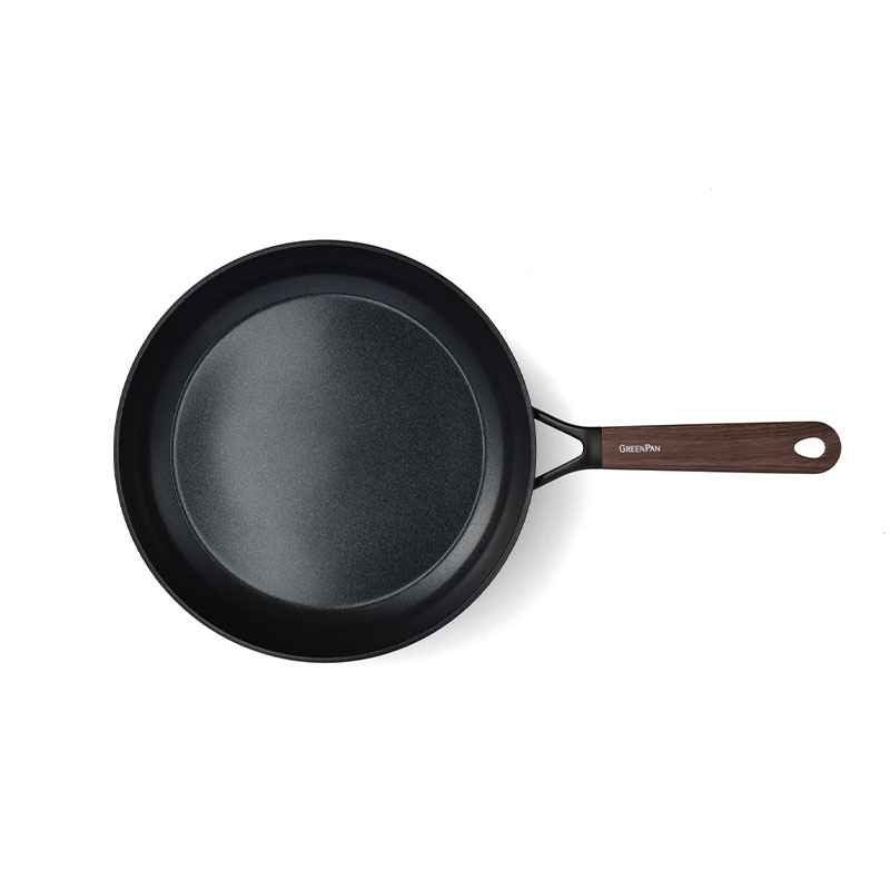 Eco-Smartshape Non Stick Frying Pan with Dark Wood Patterned Handle, 28cm, Black-2