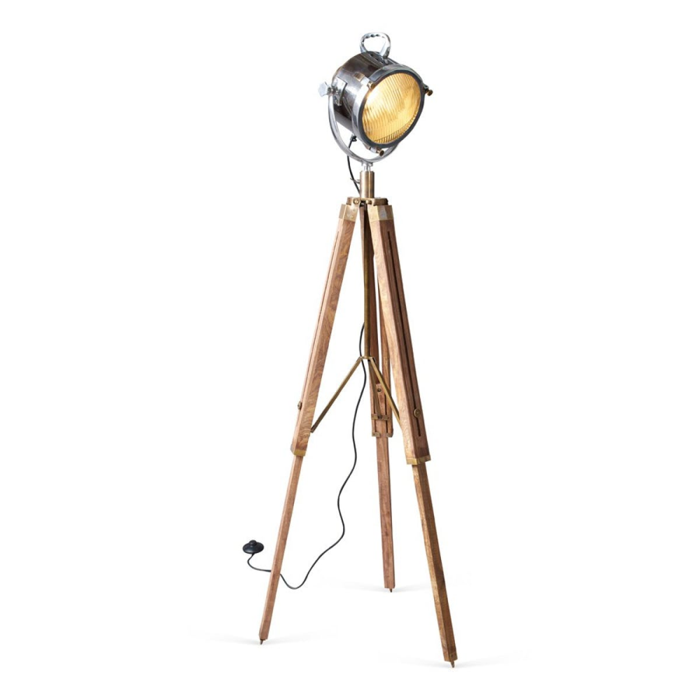 Spotlight with tripod, H150 x W22cm, Wood Tripod-1