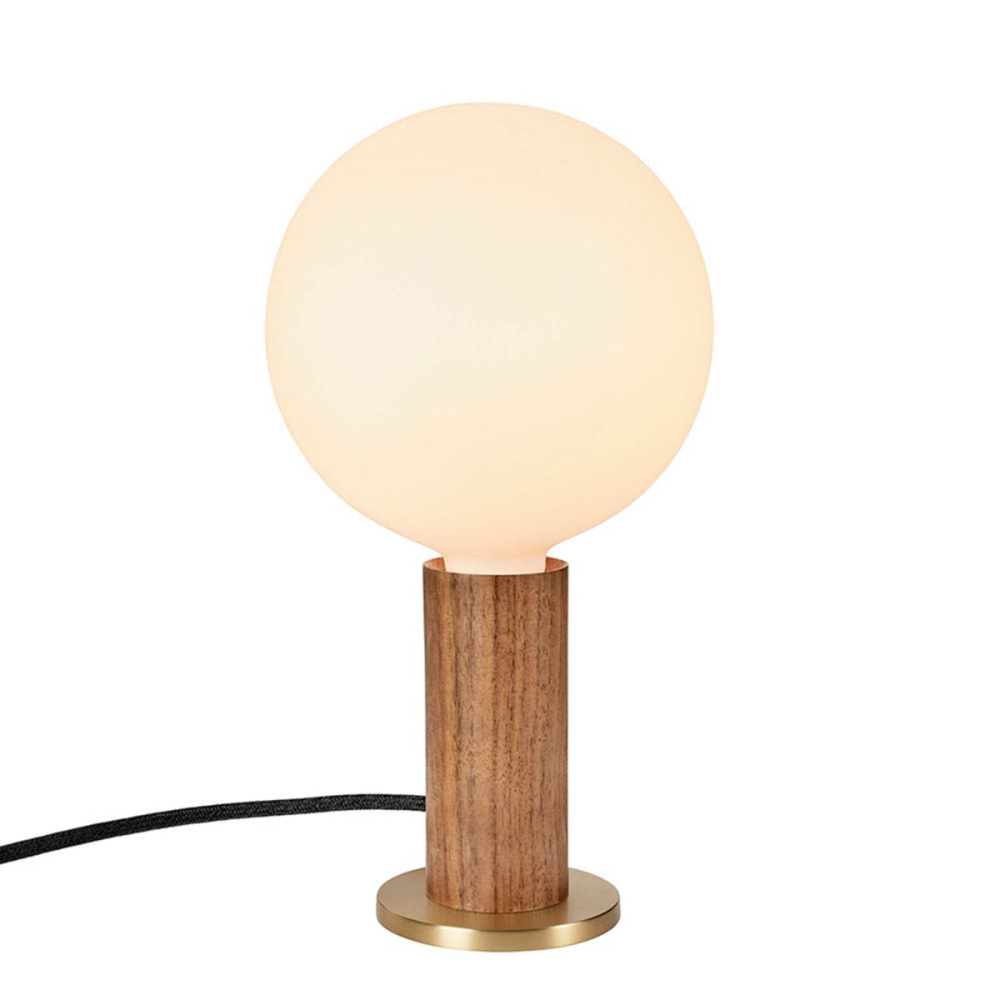 Knuckle Pendant Table lamp with sphere bulb, H30 x D15cm, Walnut & Brass-1