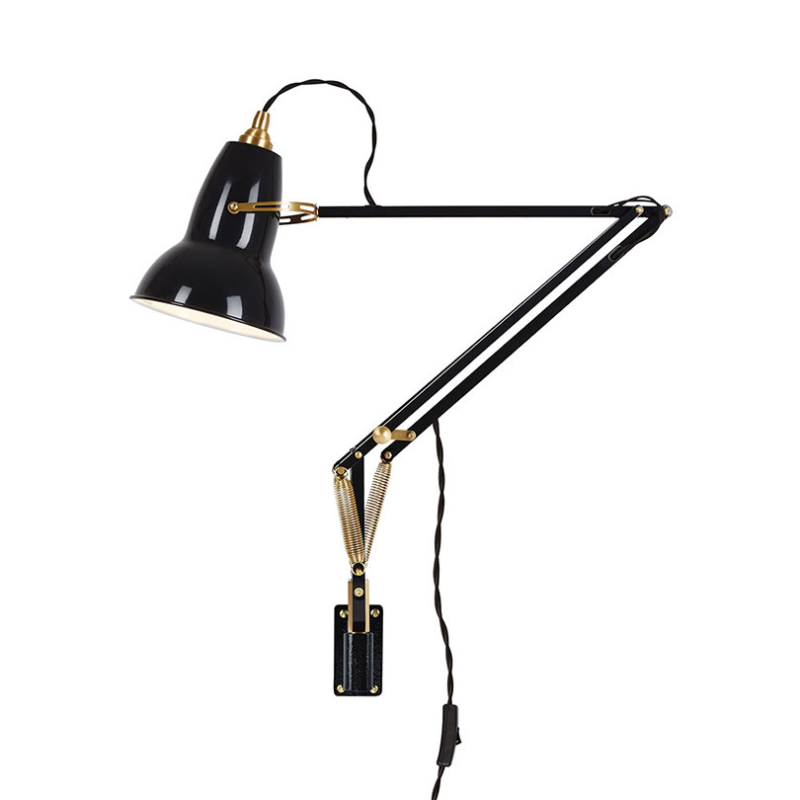 Original 1227 Brass Lamp with Wall Bracket, Jet Black-1