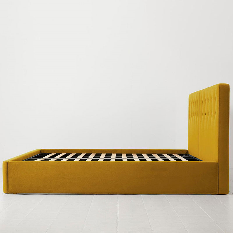 Bed 01 Velvet Super King Size Frame, Mustard-2