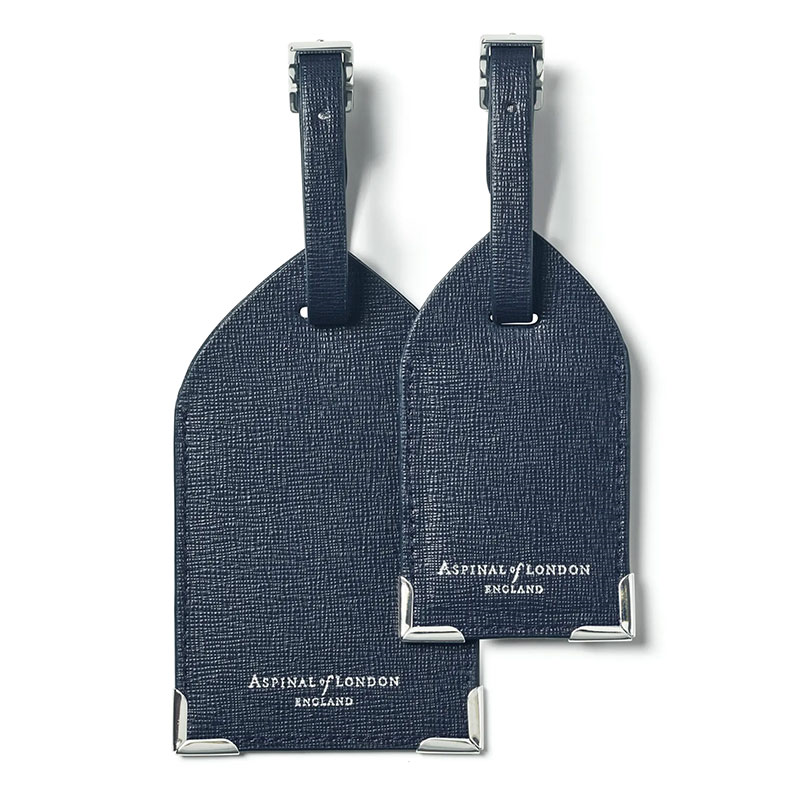 Set of 2 Luggage Tags, Navy Saffiano-1