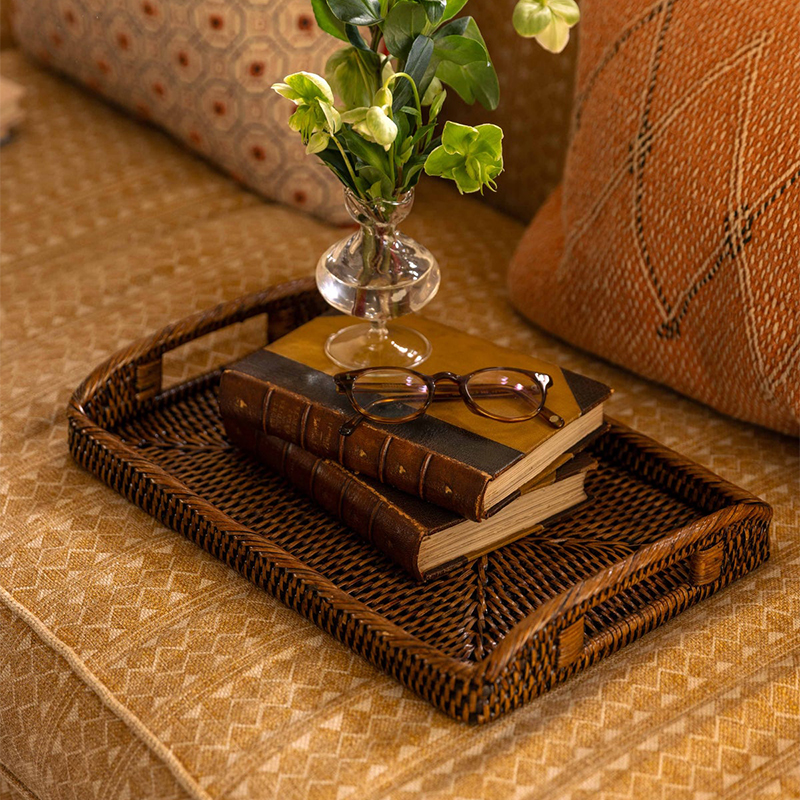 Rattan Serving Tray, Medium 38cm, Brown-0