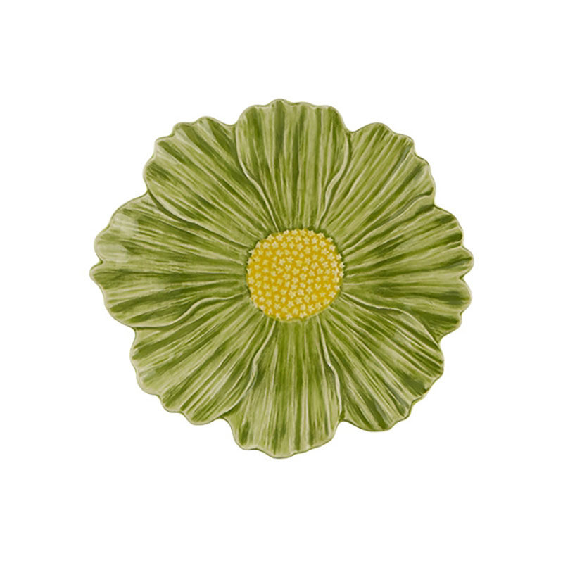 Maria Flor Cosmos Plate, D23cm, Green-0