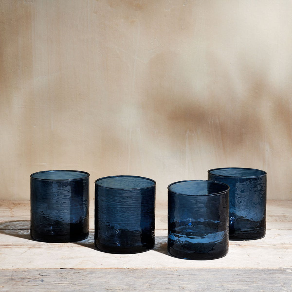 Yala Set of 4 Hammered Tumblers, Indigo-0