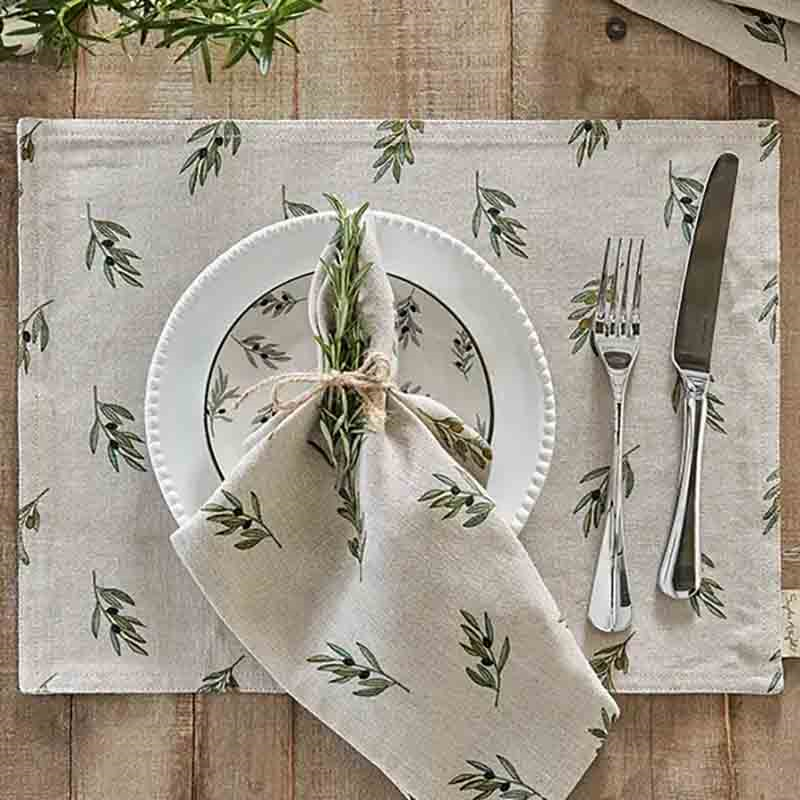 Olive Branch Set of 2 Placemats, Neutral-2