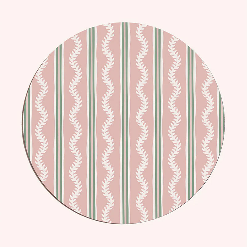 Vines Set of 6 Placemats, D29cm, Green & Pink-2