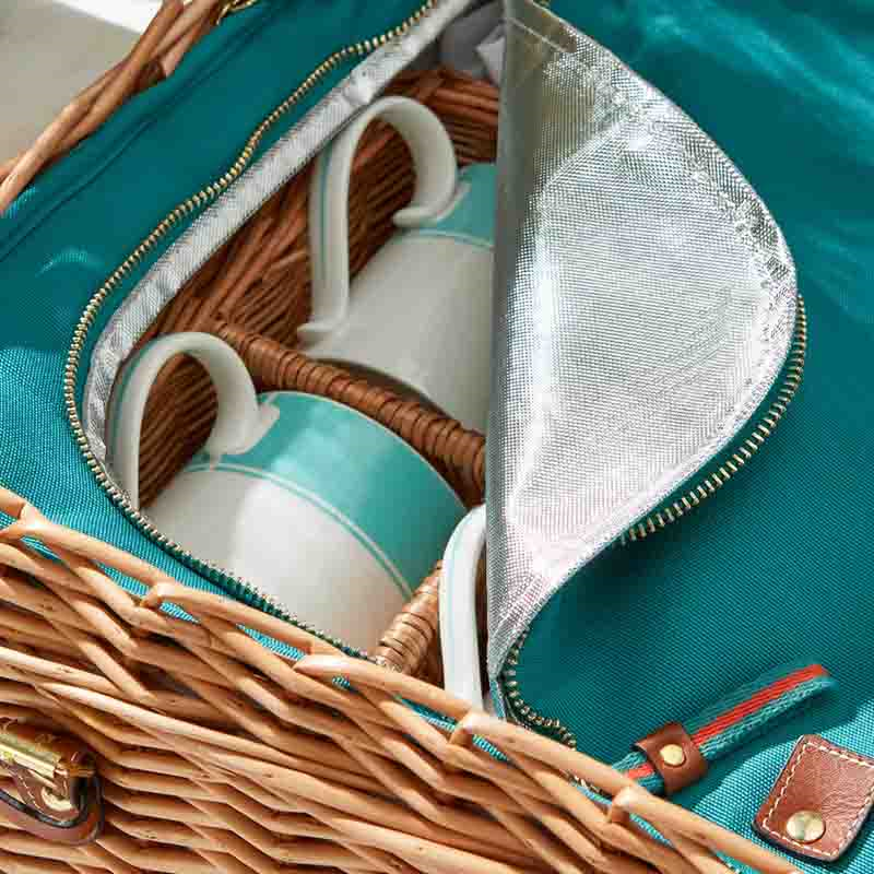 Fortnum's Stripe Picnic Hamper for Four, Eau De Nil-2