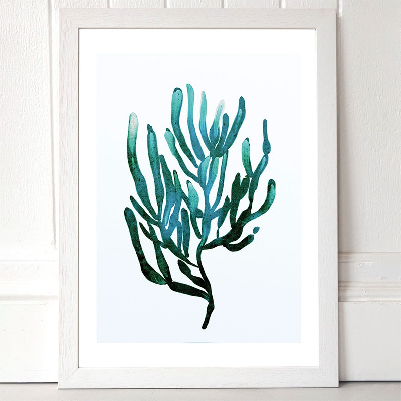 Dan Hobday Seaweed A3 Framed Art Print, Green-1