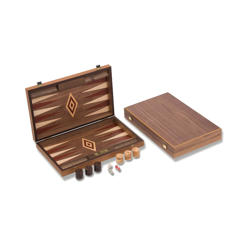 Uber Walnut Backgammon Set, Blue-0