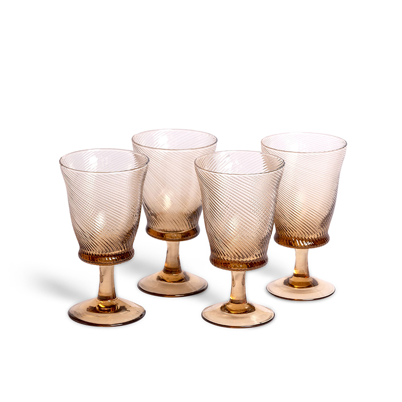 Spiral Set of 4 Wine Glasses, 175ml, Chestnut Brown-0