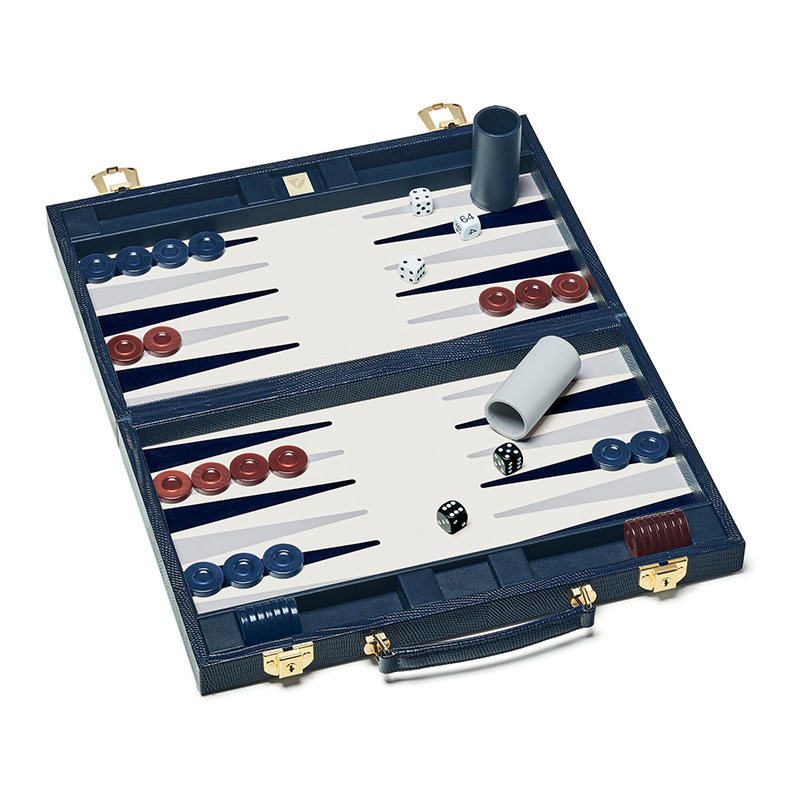 Backgammon Set, L38 x W23cm, Midnight Blue Lizard-2