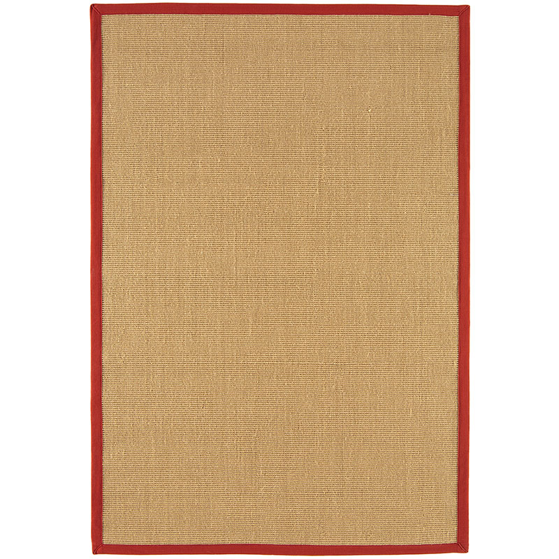 Sisal linen border runner, 160 x 230cm, red-0