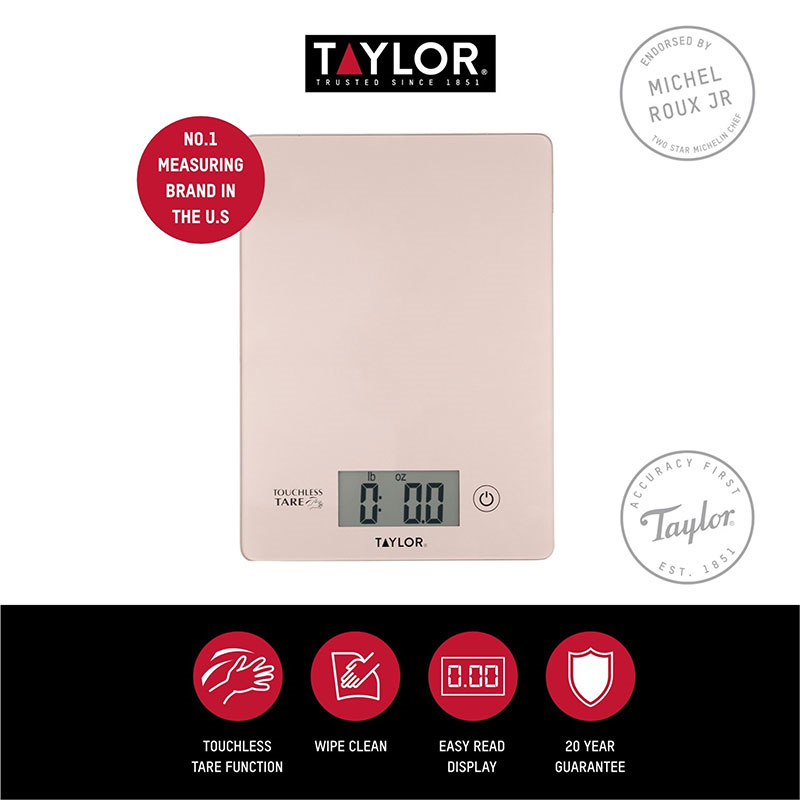 Touchless TARE Digital Dual Kitchen Scales, 5KG, Rose Gold-5