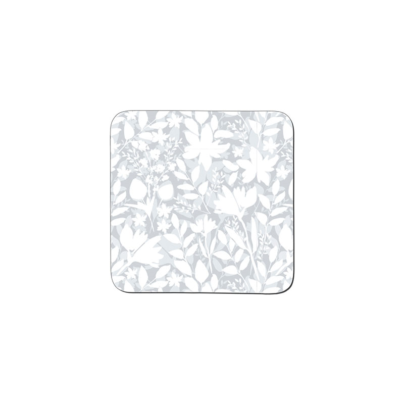 Floral Set of 6 Coasters, D10.5cm, Grey-0