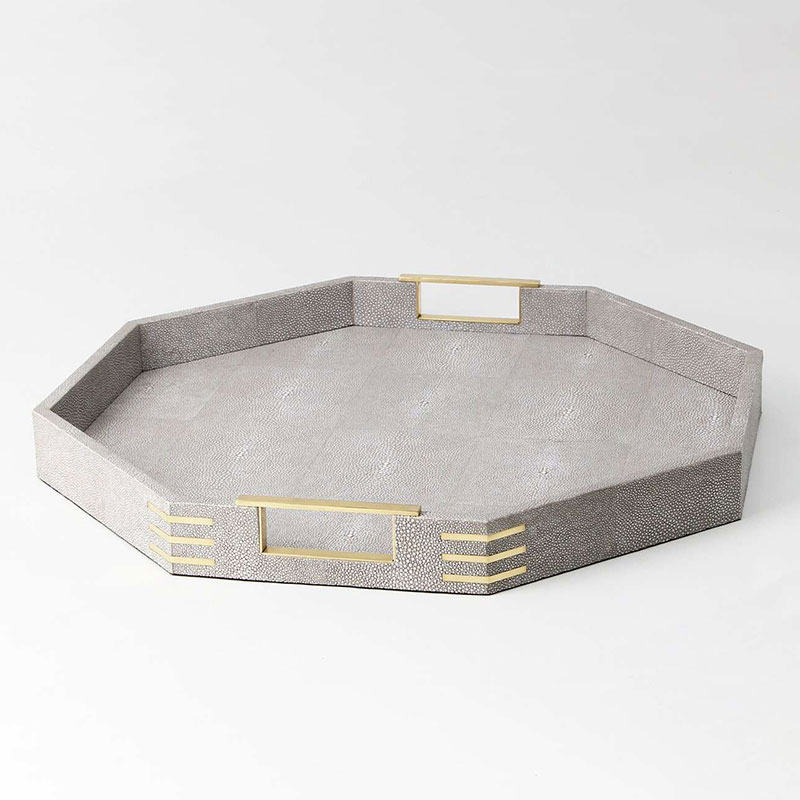 Christie Octagonal Serving Tray, D50cm, Barley Shagreen-4