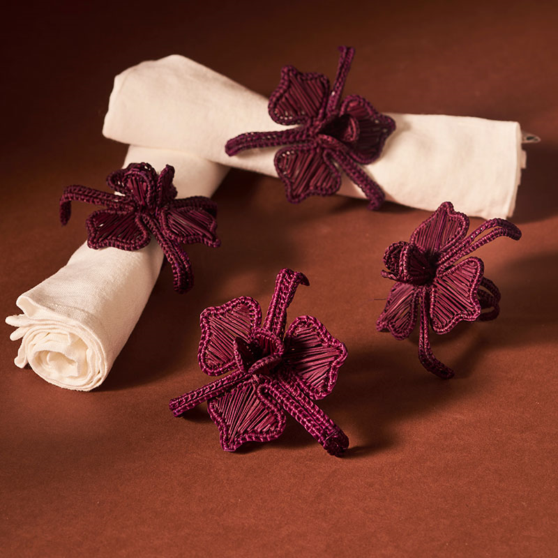 Orchid Set of 4 Napkin Rings, Mulberry-0