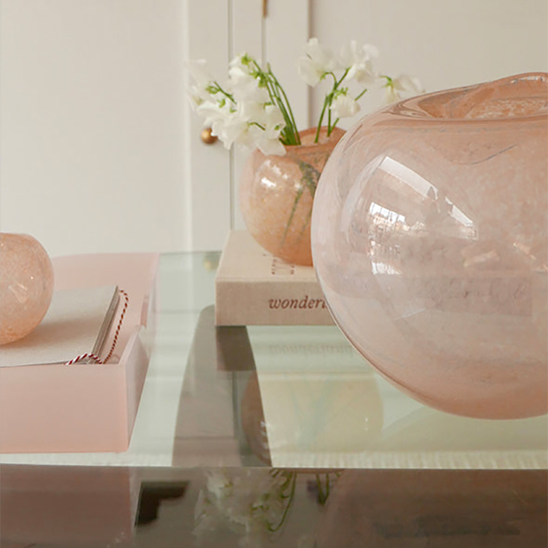 Large Dewdrop Vase, D26cm, Peach Opaline-1