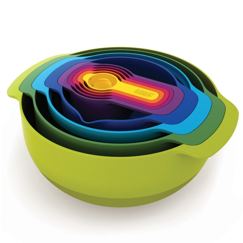 Nest Plus 9 piece stacking bowl and measuring set, Multi-Coloured-0