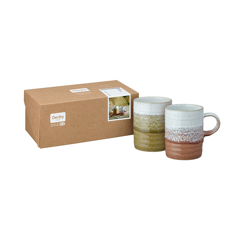 Kiln Accents Set of 2 Mugs, 410ml, Ochre & Rust-1