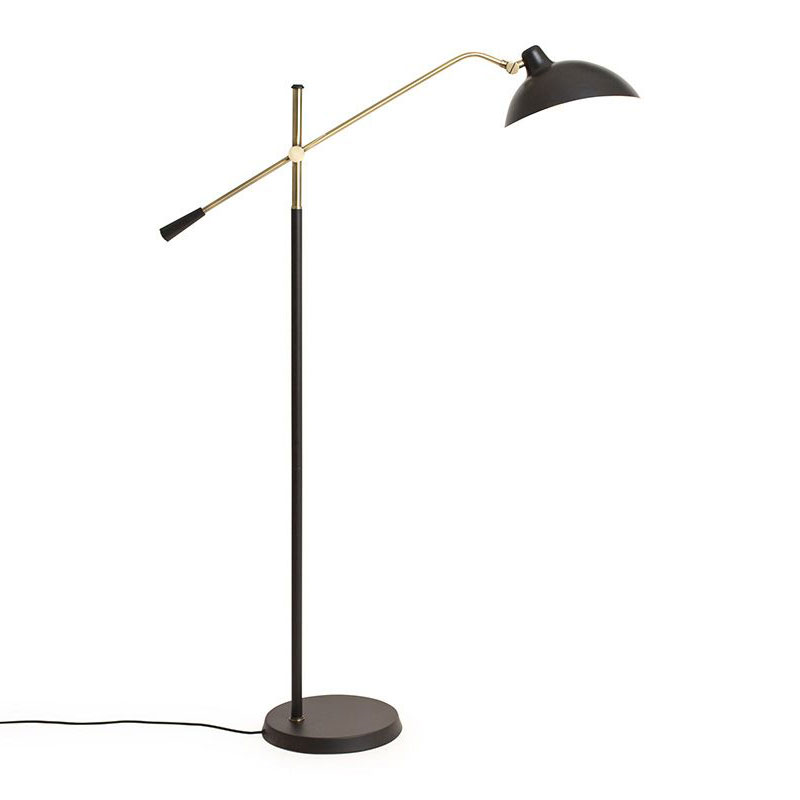 Milton Floor Lamp, H150cm, Black & Brass-0