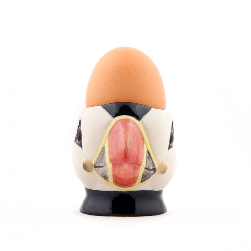 Puffin Egg Cup, H6cm, Black & White-0