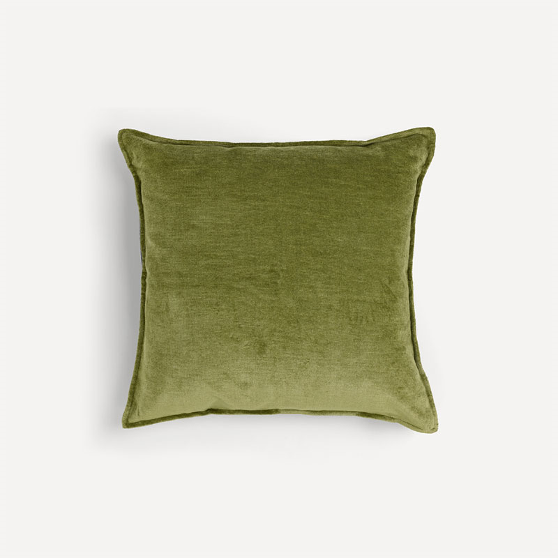 Verity Linen Velvet Square Cushion, 55 x 55cm, Moss-2