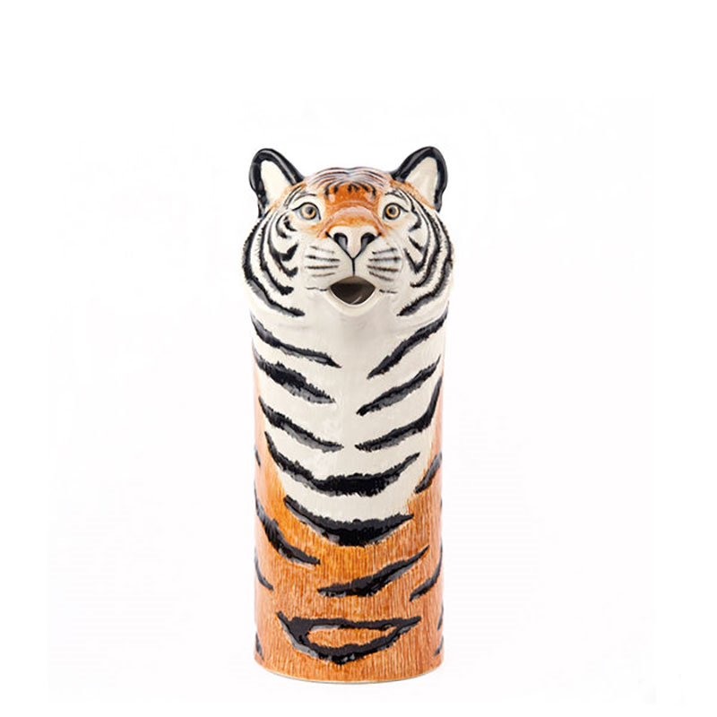 Tiger Water Jug, H25.5cm, White/Orange-2