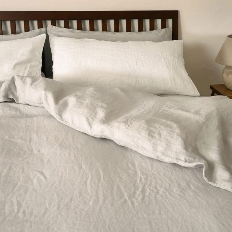 Linen Double Duvet Cover, Dove Grey-2