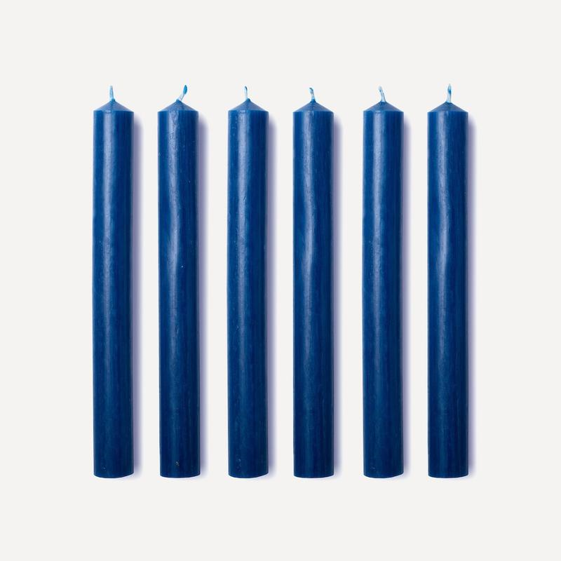 Lupin Set of 6 Dinner Candles, H20cm, Dark Blue-1