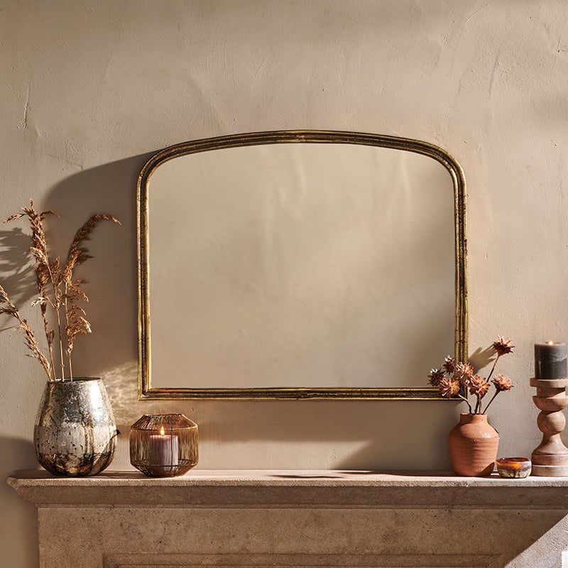 Almora Arched Mirror, H65 x W80cm, Antique Brass-0