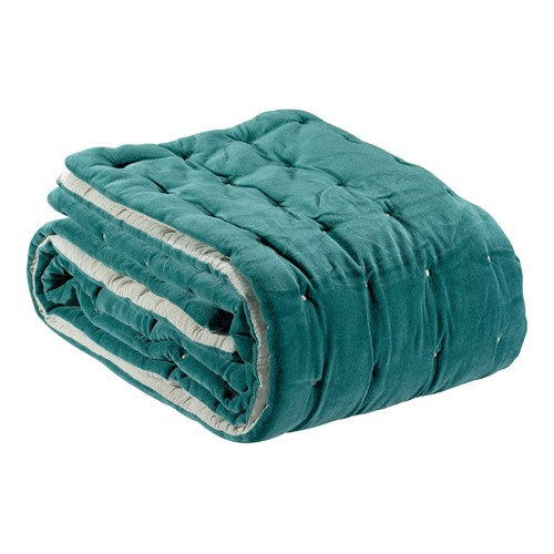 Elise Velvet Eiderdown, 160 x 160cm, Green/Grey-0