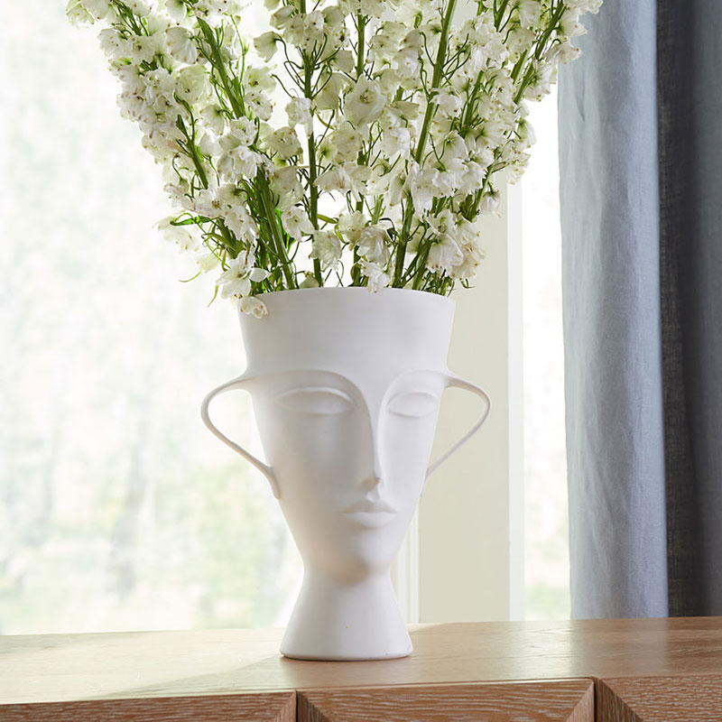 Giulette Tall Urn, H33cm, White-0