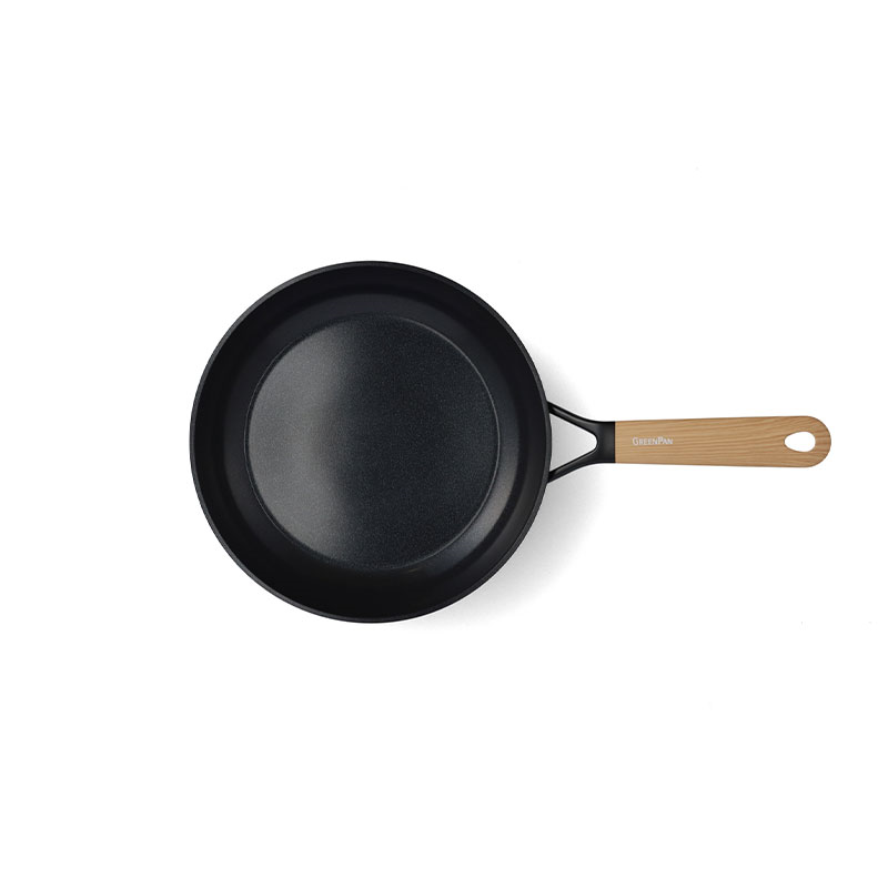 Eco-Smartshape Non Stick Wok with Light Wood Patterned Handle, 24cm, Black-2