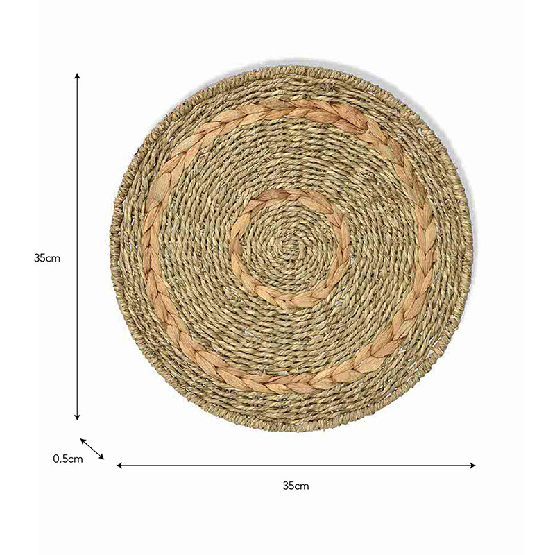 Bayford Set of 4 Woven Placemats, D35cm, Natural-3