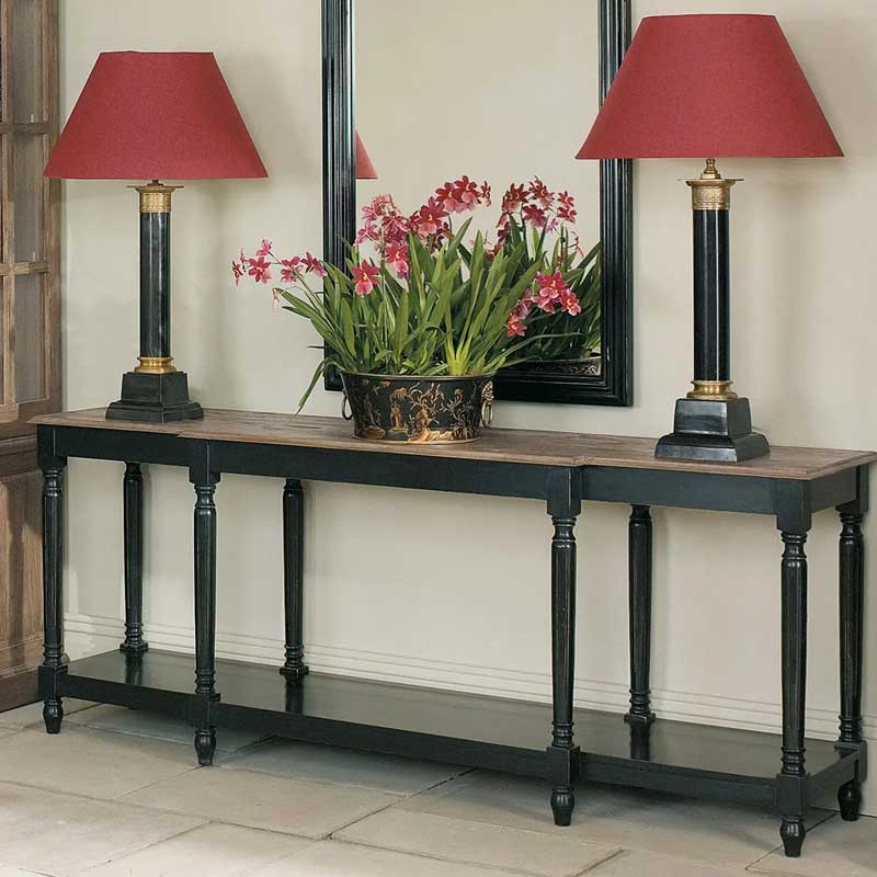 Upton Console table, L200 x W50 x H80cm, Black Weathered Oak-0