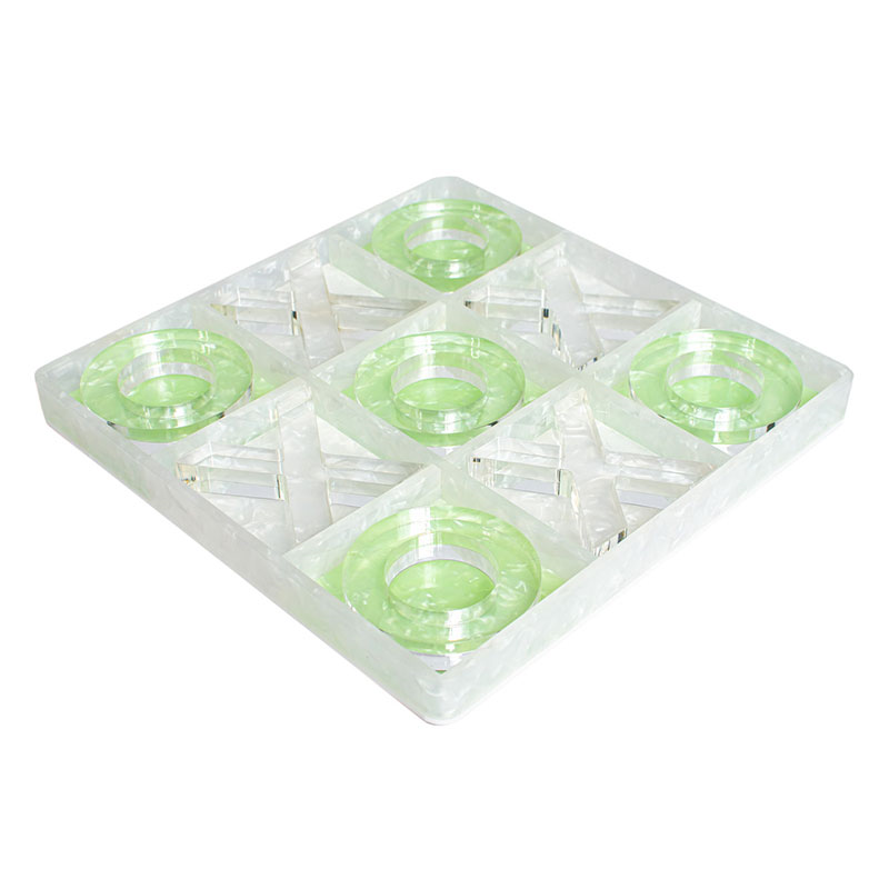 Marble Tic Tac Toe, L25.5 x W25.5cm, Green & White-1