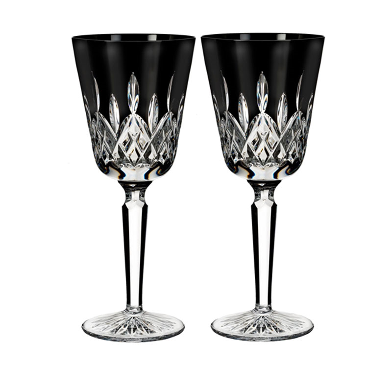 Lismore Set of 2 Large Wine Glasses, 425ml, Black-0