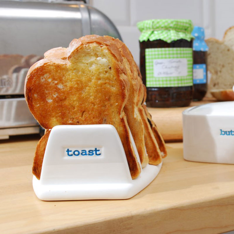 'Toast' Ceramic Toast Rack, White/Blue-0