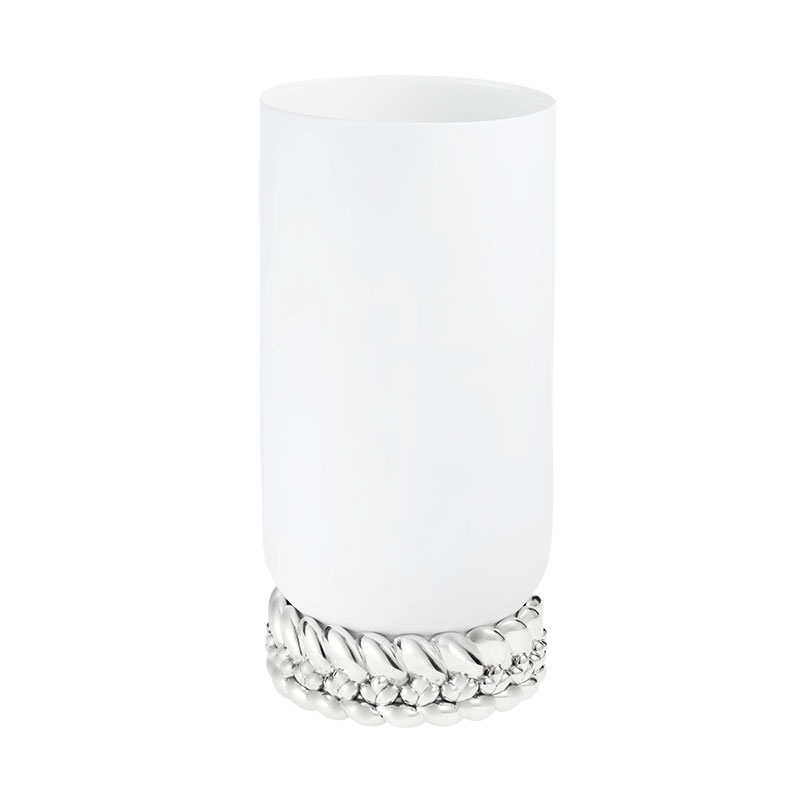 Babylone Vase, H30.5 x D5.5cm, White & Silver-2