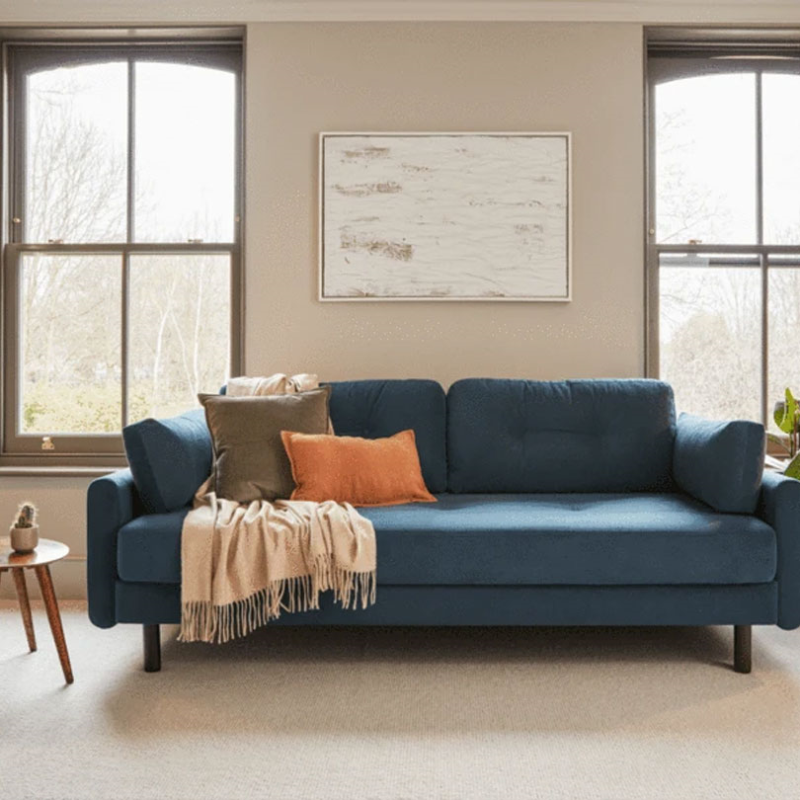 Model 04 3 Seater Velvet Sofa Bed, Teal-0