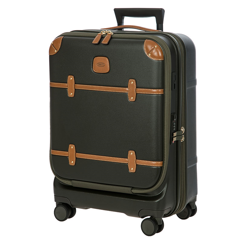 Bellagio Carry-On Suitcase with Front Pocket, H55 x L38 x W23/27cm, Olive-1