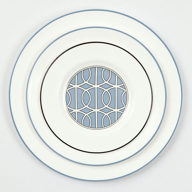 Dinner Plate, D26cm, Cornflower Blue Rim-1