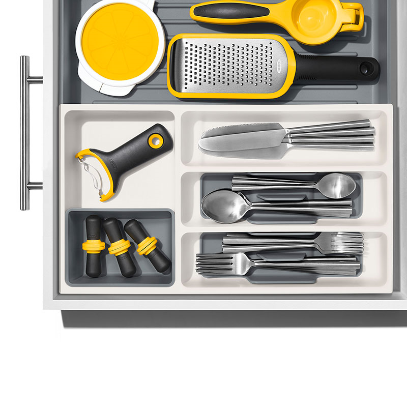 Expandable Utensil Drawer Organiser, White-1