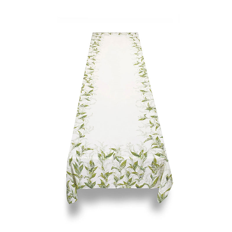 Lilly of the Valley Muguet' Linen Tablecloth, 165 x 300cm, White-2