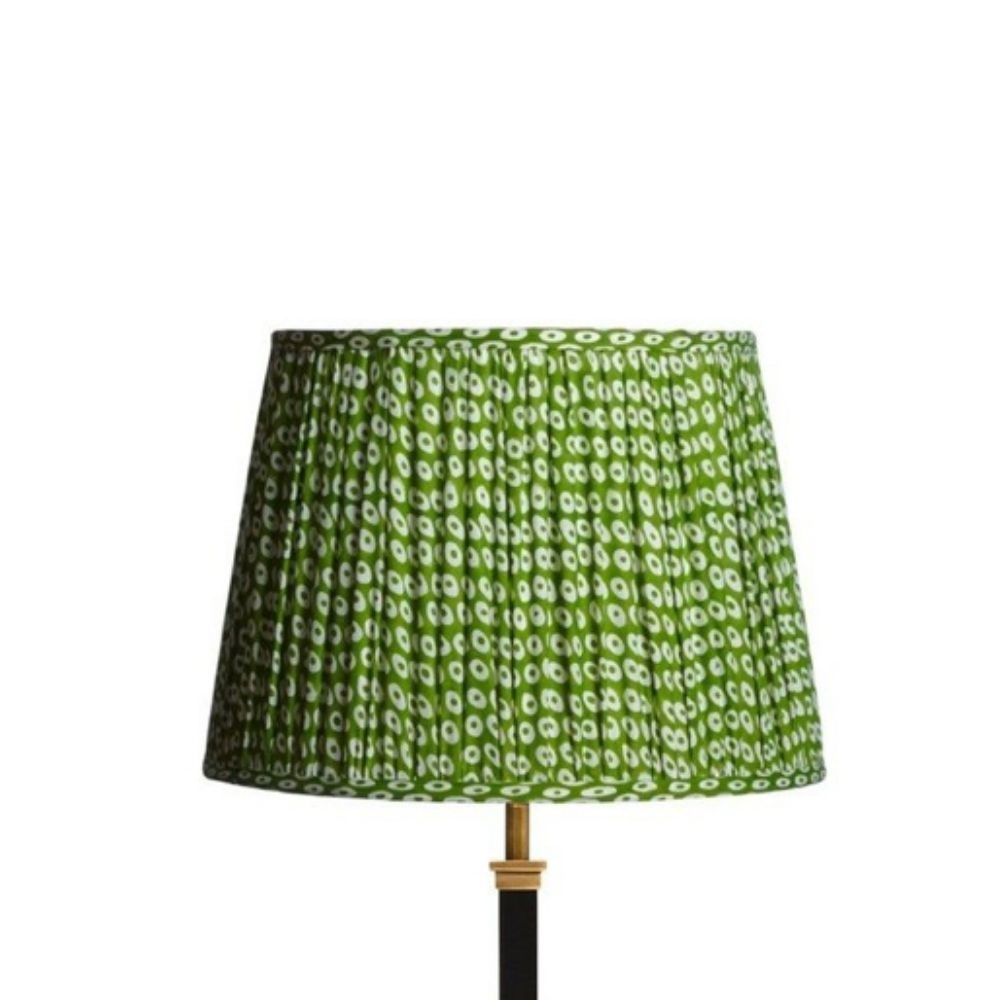 Empire Shade, 30cm, green block printed cotton-1