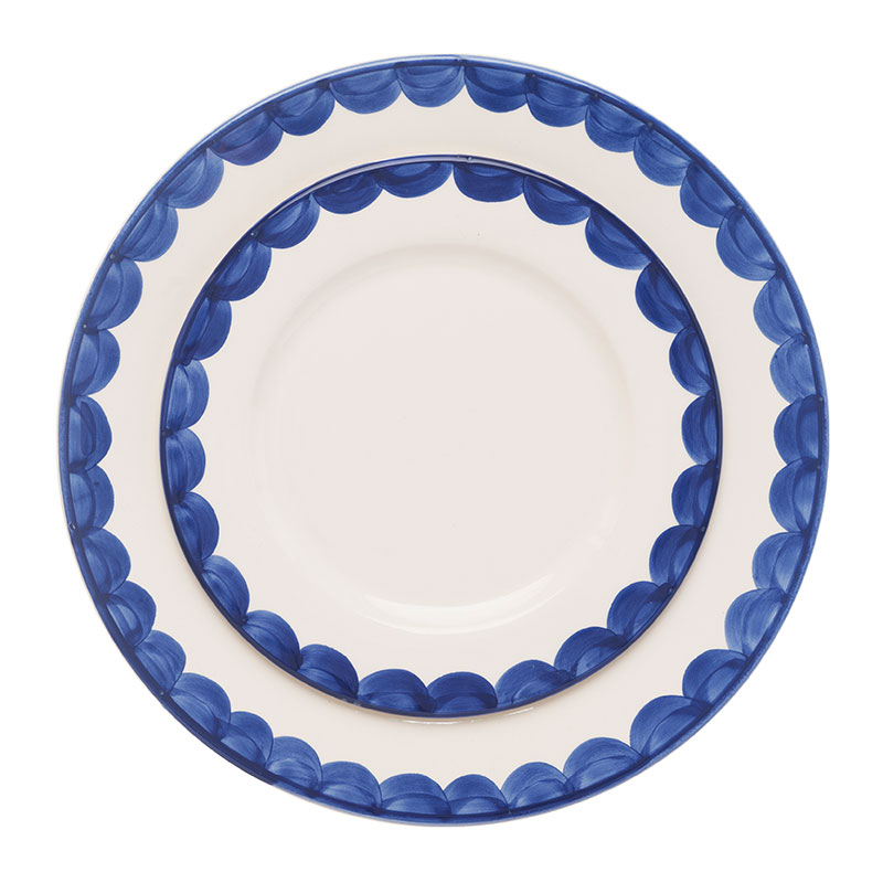 Scallop Set of 2 Dinner Plates, D28cm, Blue-2