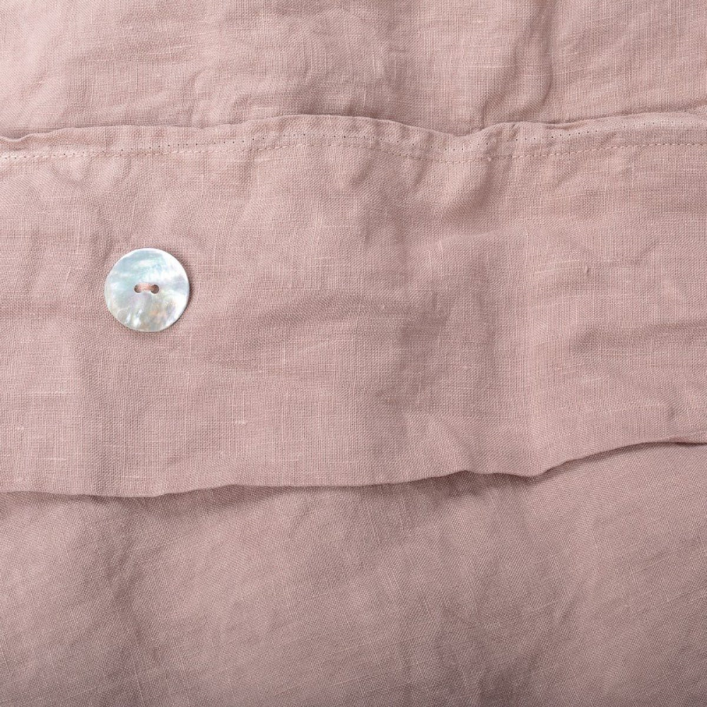 Washed Linen Linen Double Fitted Sheet, Dusky Pink-2