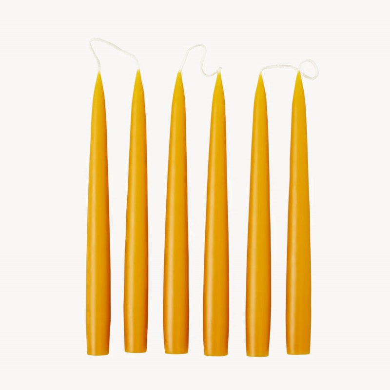 Set of 6 Tapered Dinner Candles, H25cm, Honey-0